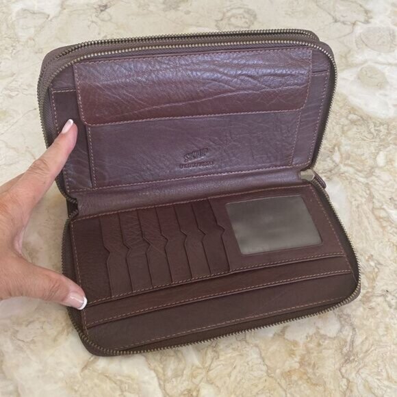 SKAP Leather Zippered Travel Wallet Large Unisex - Picture 10 of 14